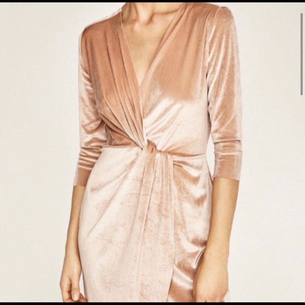 Zara Pink Velvet Wrap Dress!